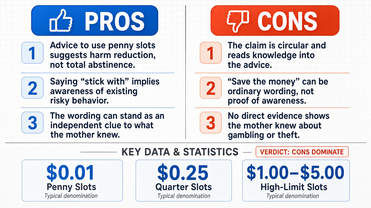 AI Debate Infographic: The speaker's mother advised them to 'stick with the penny slots' as a way…