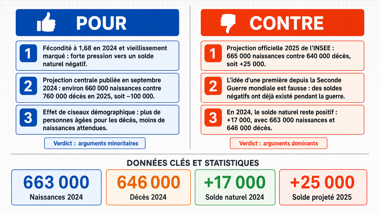 AI Debate Infographic: La France enregistrera un solde naturel négatif en 2025, avec plus de décès…