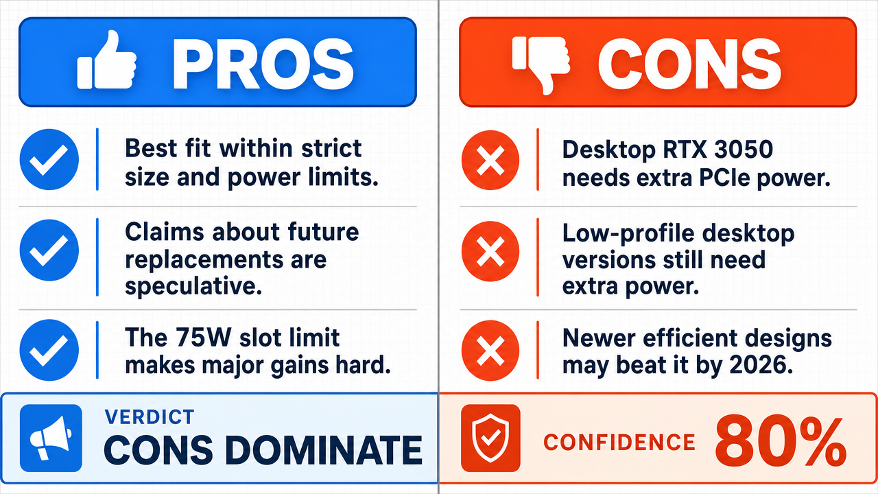 AI Debate Infographic: An RTX 3050 is the most powerful single-slot, slim graphics card available…
