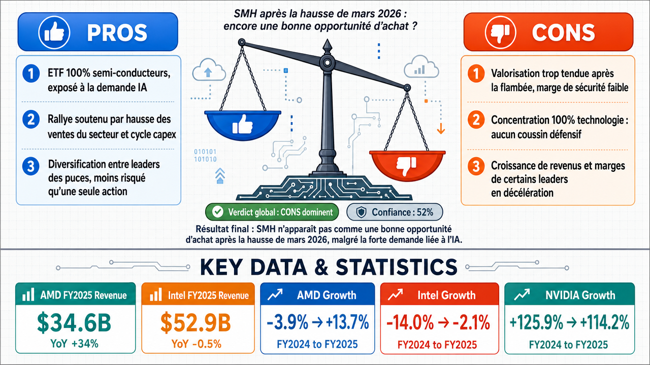 AI Debate Infographic: Is semiconductor ETF SMH yet a good buy opportunity in spite of the surge…