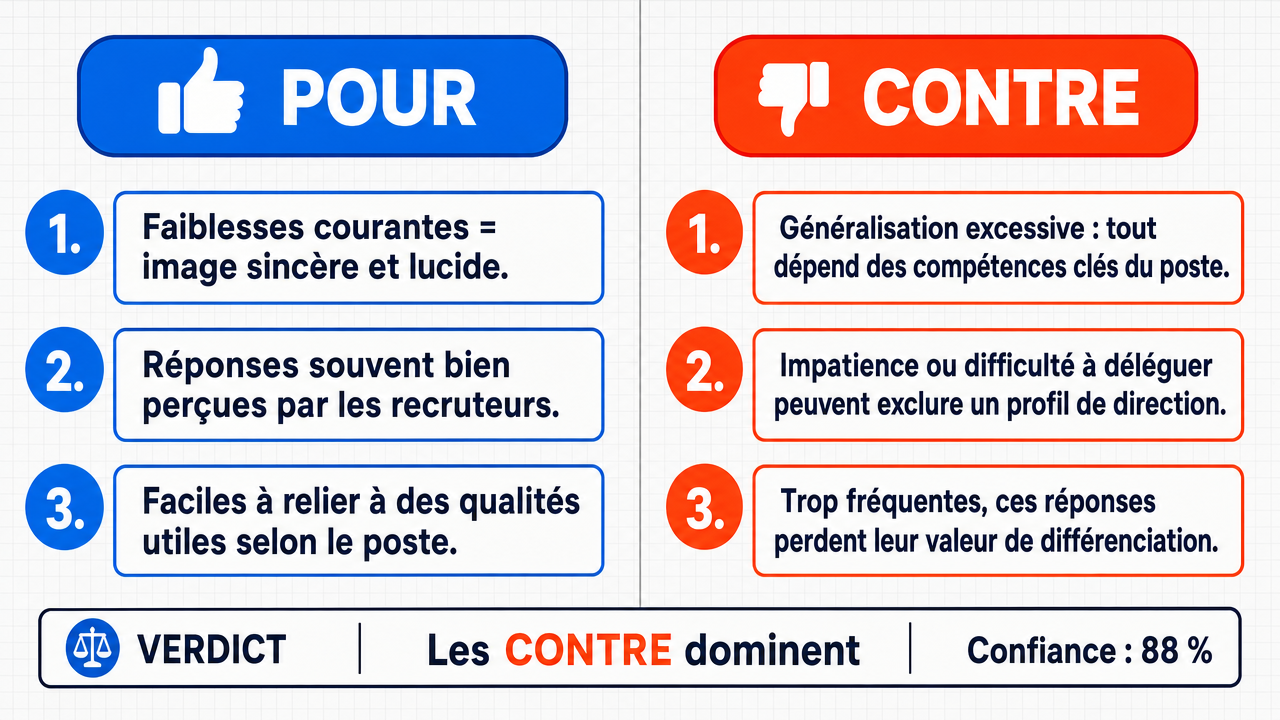 AI Debate Infographic: Les quatre faiblesses suggérées par le locuteur (parler en public…