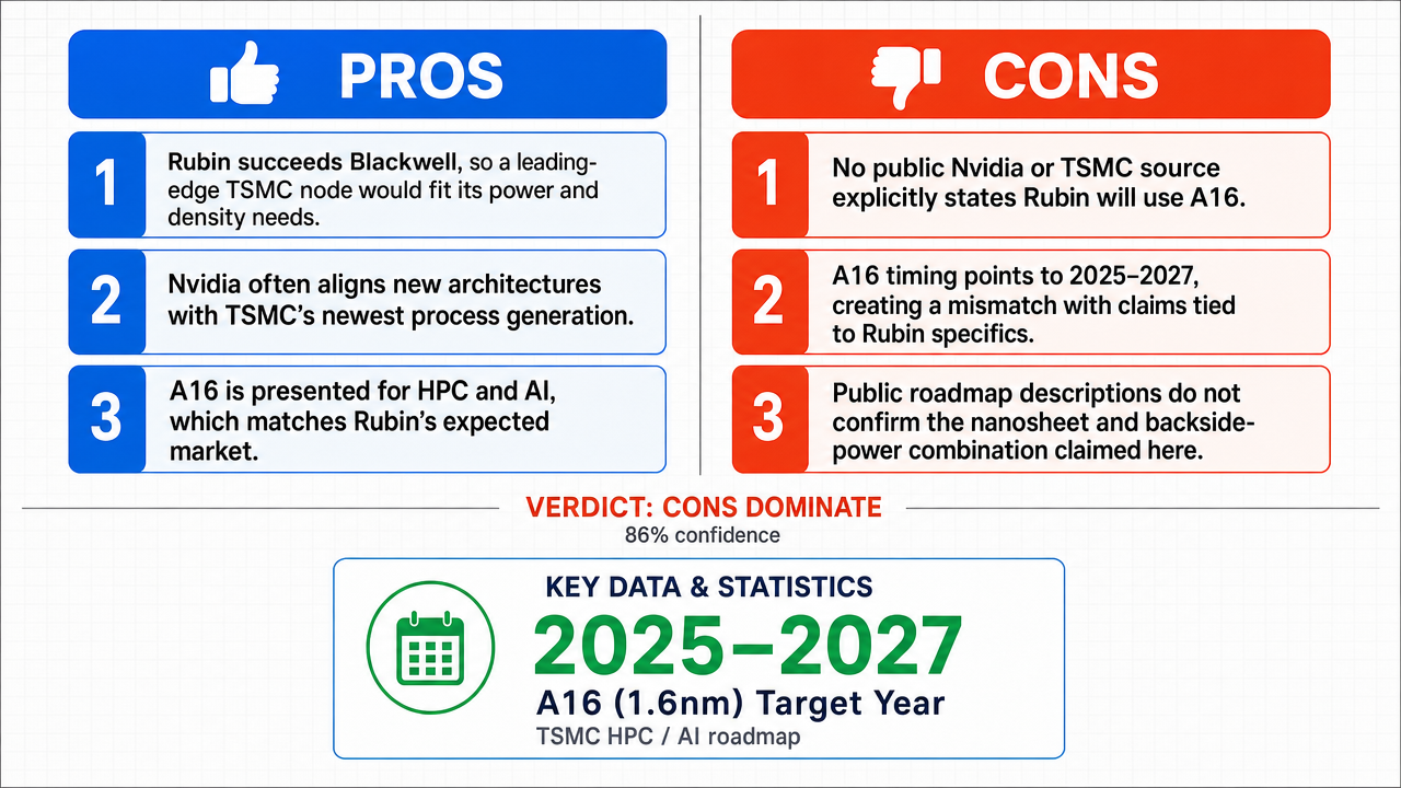 AI Debate Infographic: Nvidia's Rubin architecture, combining nanosheets, backside power, and…