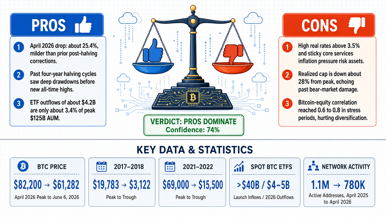 AI Debate Infographic: Does the decline since April 2026 in Bitcoin create a long-term buying…