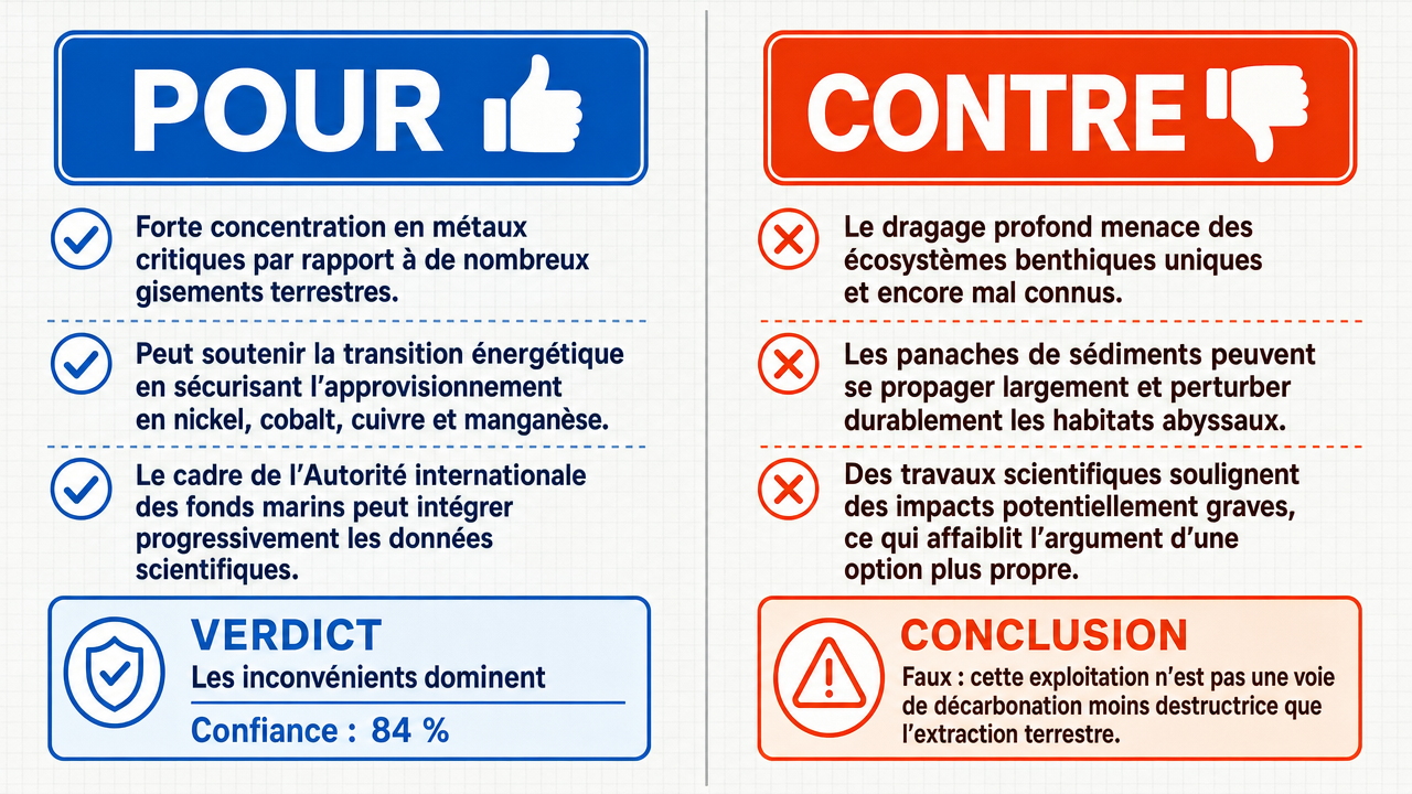 AI Debate Infographic: L'exploitation des nodules polymétalliques des grands fonds marins est une…