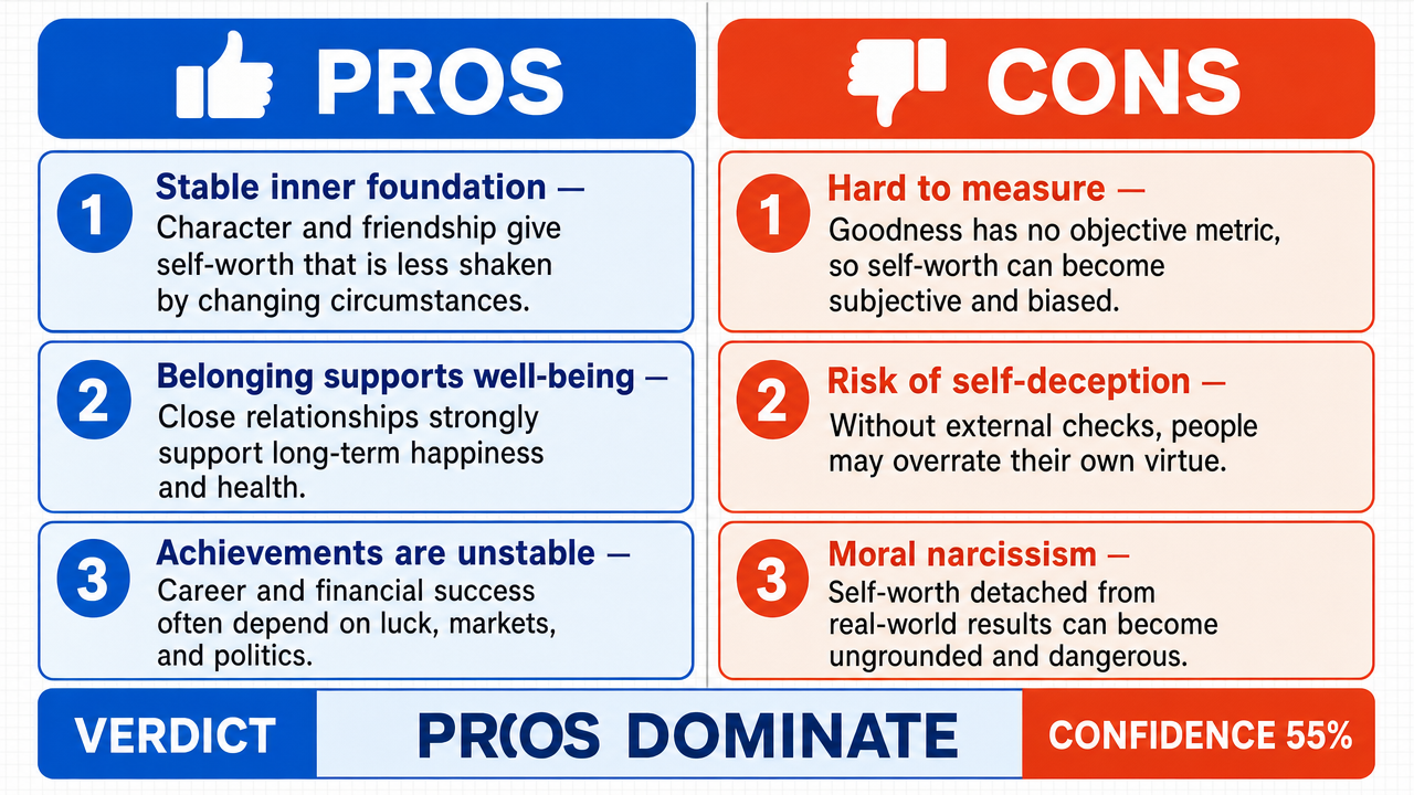 AI Debate Infographic: Self-worth should primarily be derived from being a 'good person' and a…