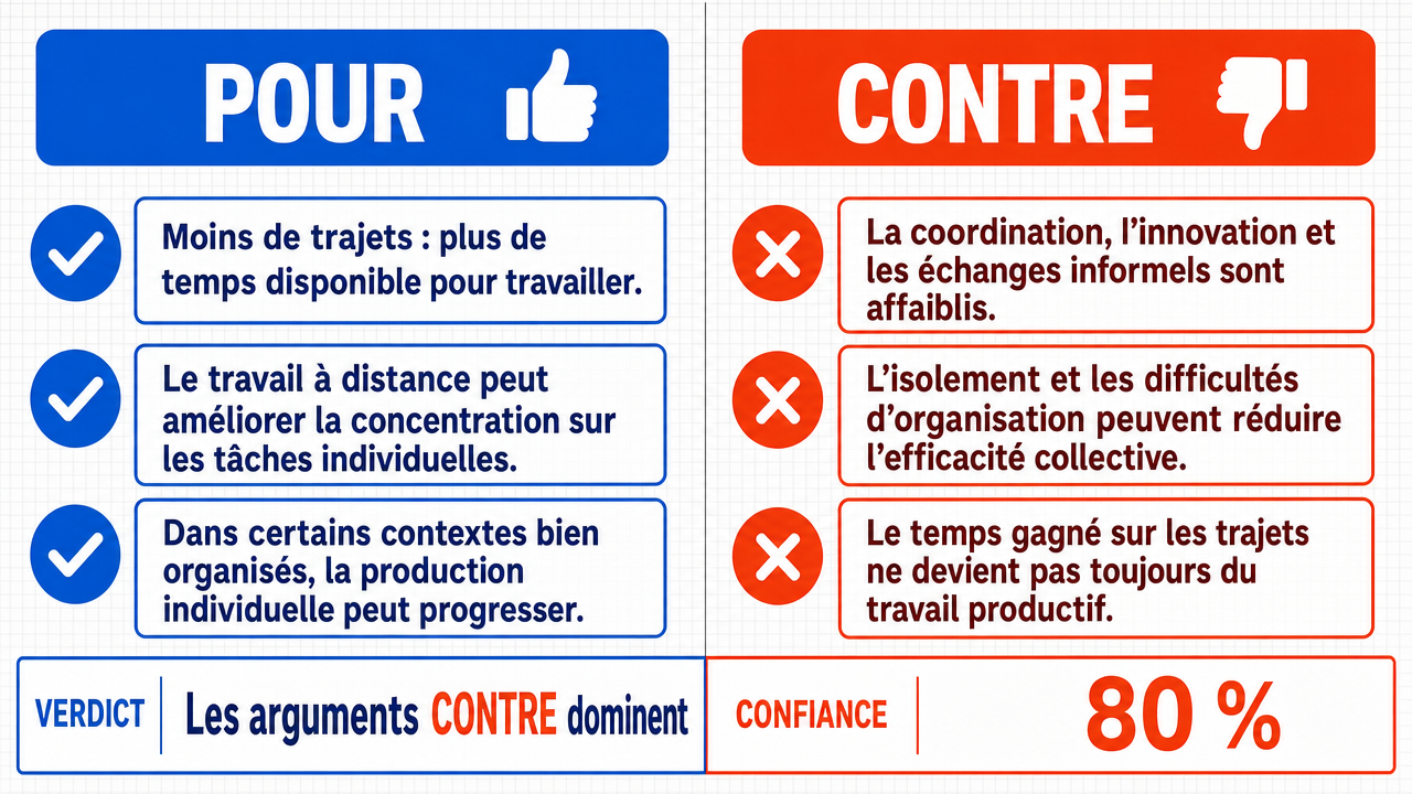 AI Debate Infographic: Le télétravail augmente-t-il la productivité des salariés ?