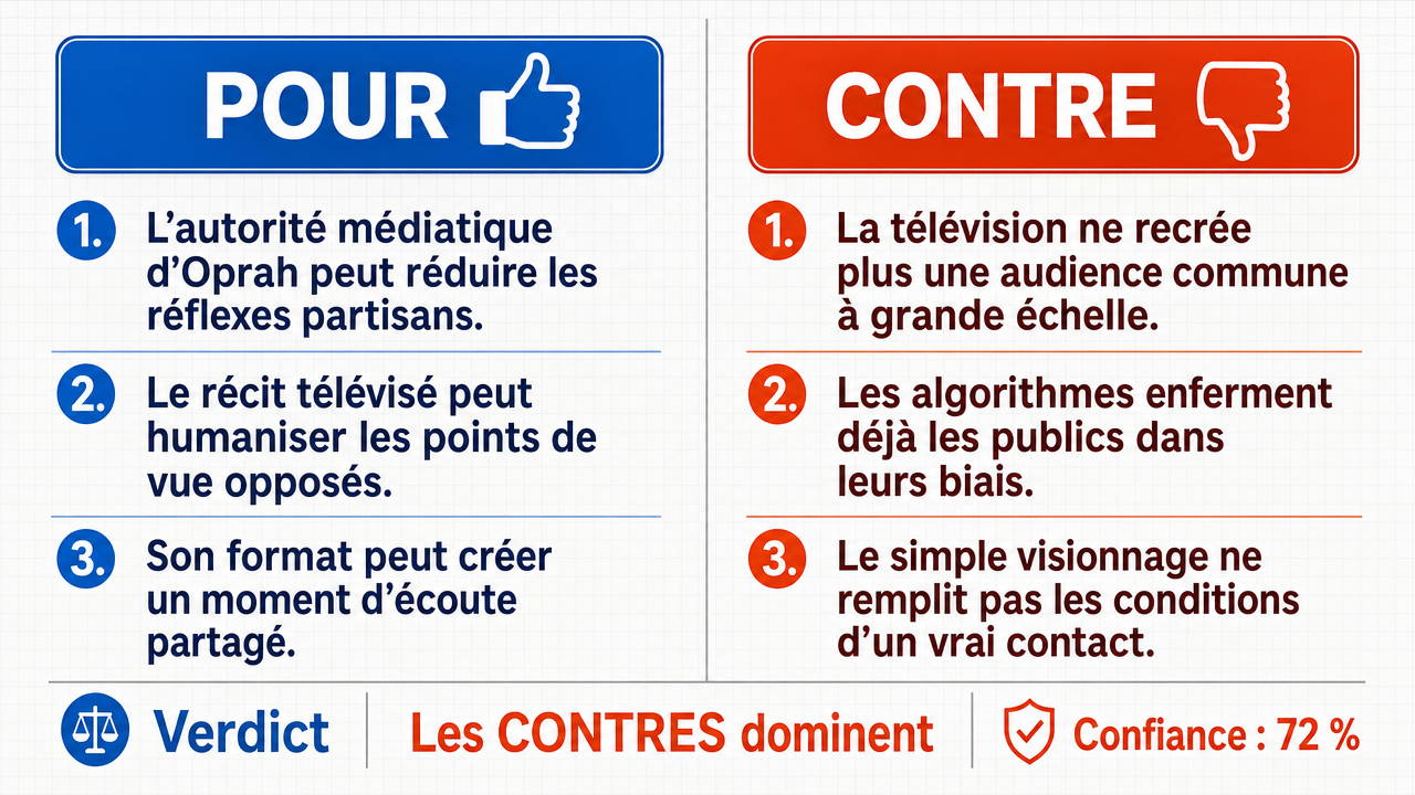 AI Debate Infographic: L'initiative d'Oprah Winfrey, diffusée sur NBC le 20 octobre 2026 dans « 60…