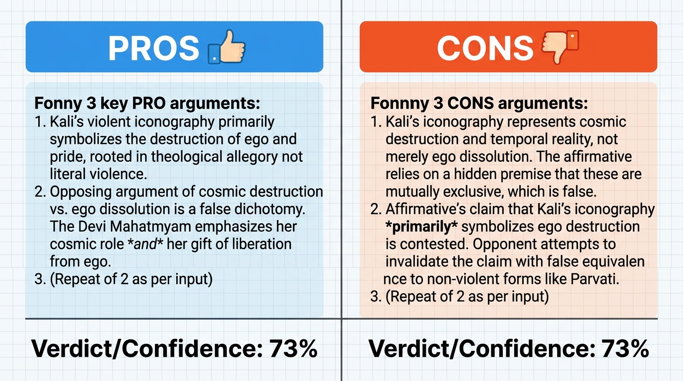 AI Debate Infographic: The Hindu goddess Kali's violent iconography, including a sword and severed…