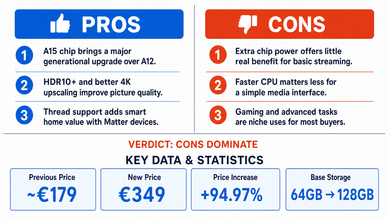 AI Debate Infographic: The new Apple TV 4K, priced at €349, offers sufficient value and…