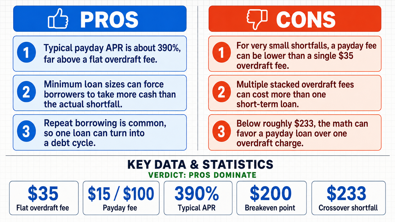 AI Debate Infographic: Is taking out a payday loan to avoid a bank overdraft fee a bad financial…