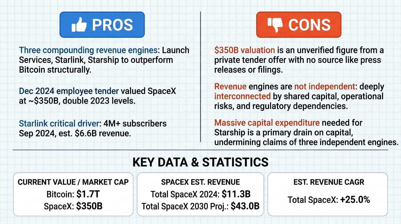 AI Debate Infographic: By 2030, SpaceX will have produced a higher total return for its…