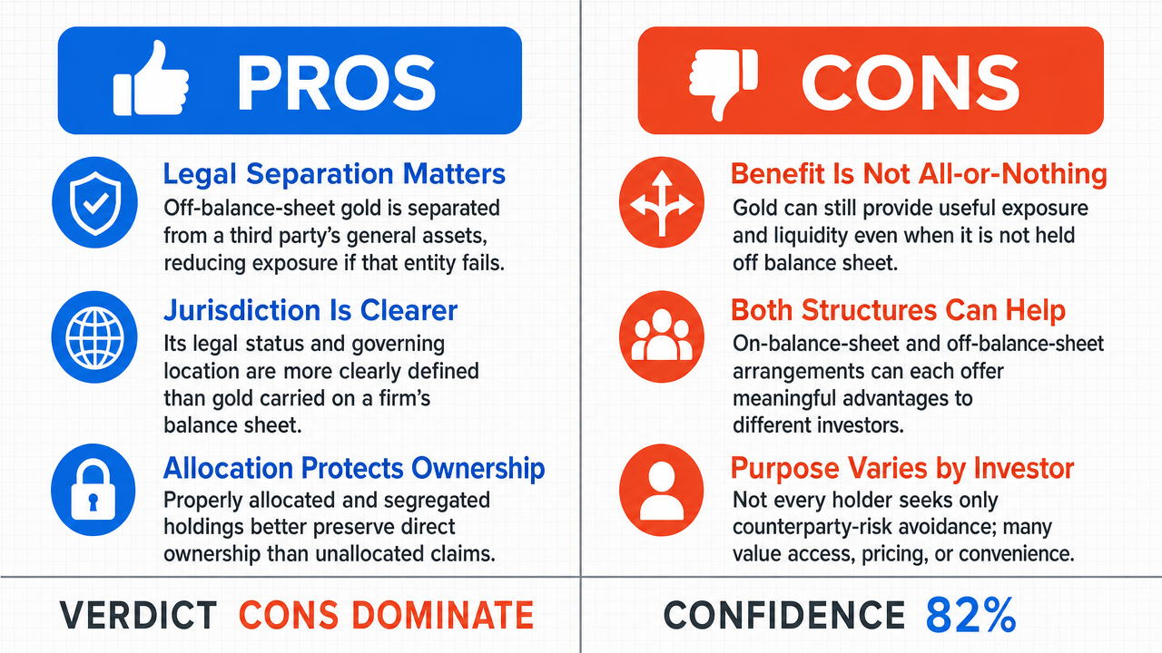 AI Debate Infographic: Owning gold through a third-party entity is only truly beneficial if the…