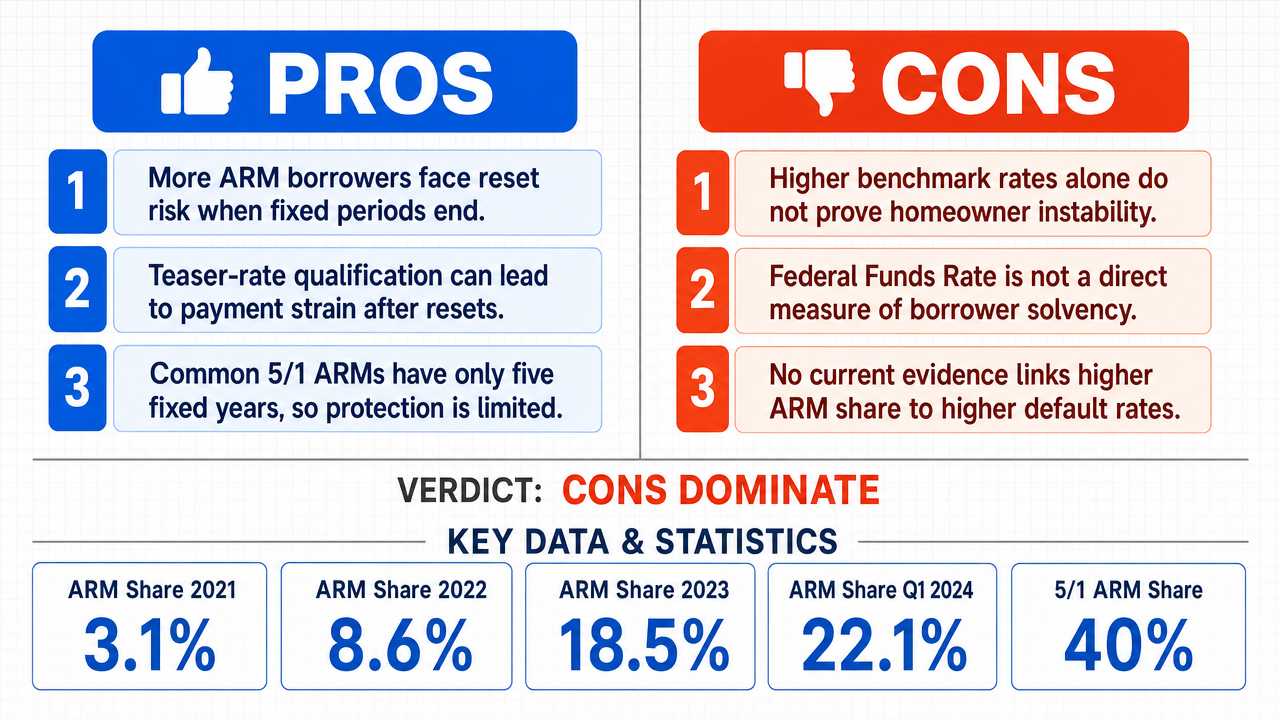 AI Debate Infographic: The increasing share of adjustable-rate mortgages (ARMs) in the mortgage…