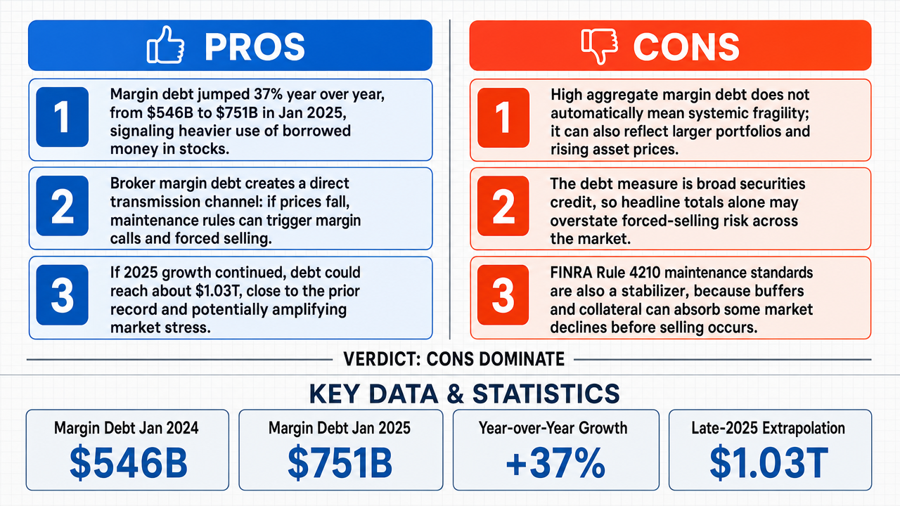 AI Debate Infographic: Investors borrowing nearly record amounts to buy stocks, with a 37%…