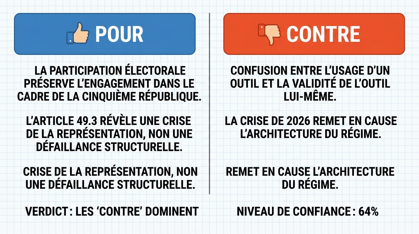 AI Debate Infographic: En France, la crise politique de 2026 est une crise de confiance entre le…