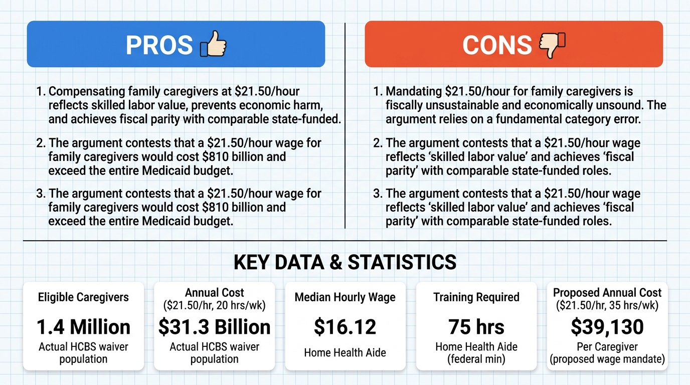AI Debate Infographic: State-funded family caregivers should be paid at least $21.50 per hour, the…