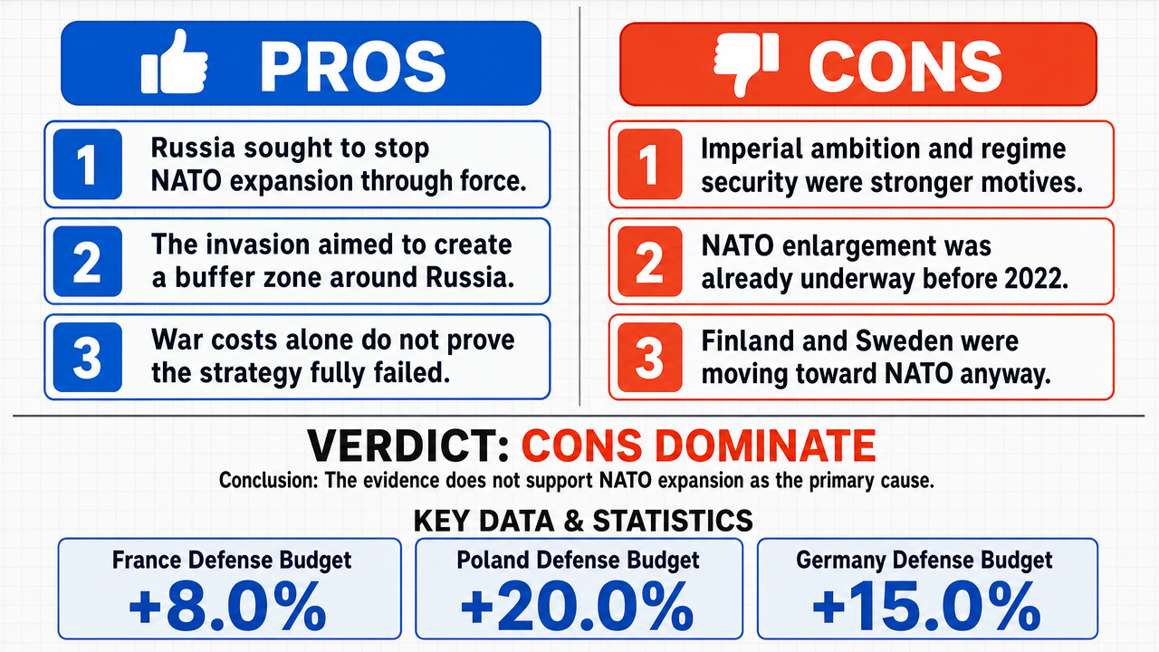AI Debate Infographic: The primary reason for Russia's aggression in Ukraine was to prevent NATO…