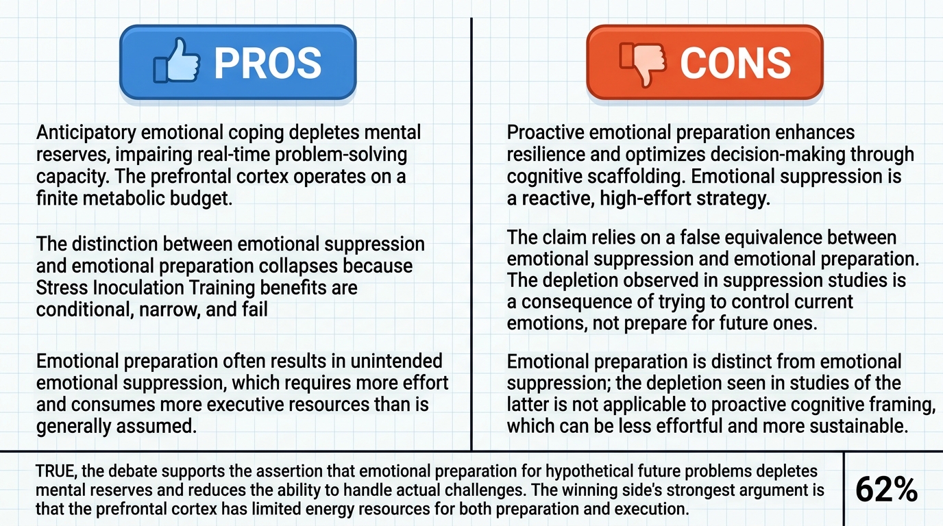 AI Debate Infographic: Emotionally preparing for potential future problems leaves people exhausted…
