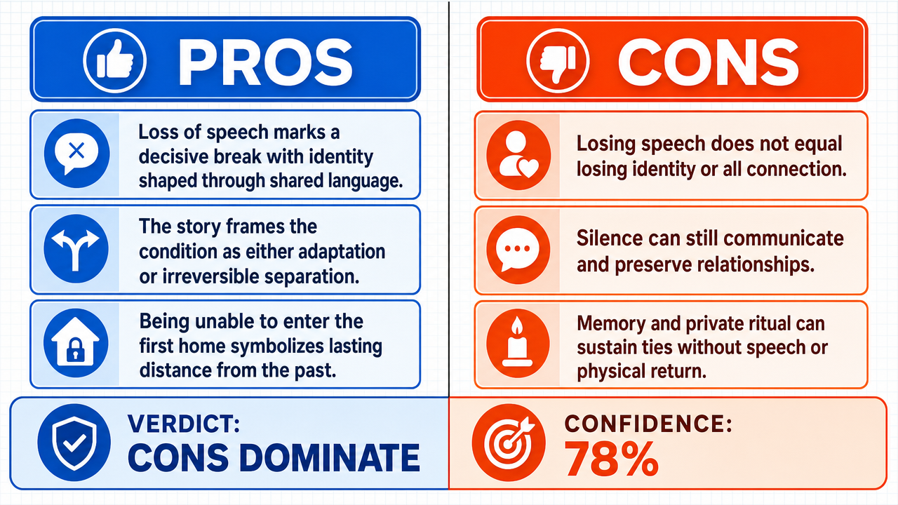 AI Debate Infographic: The protagonist's voicelessness and inability to enter her first home…