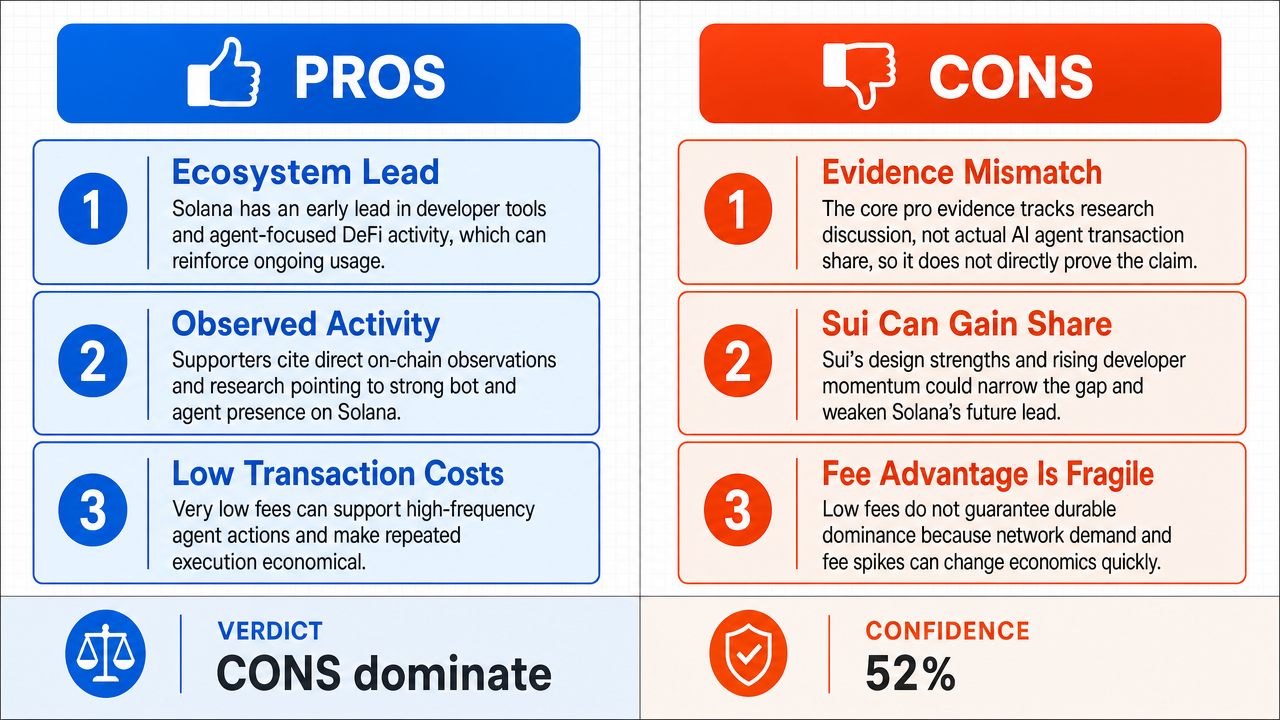 AI Debate Infographic: Solana's blockchain will maintain its dominance over Sui in AI agent…
