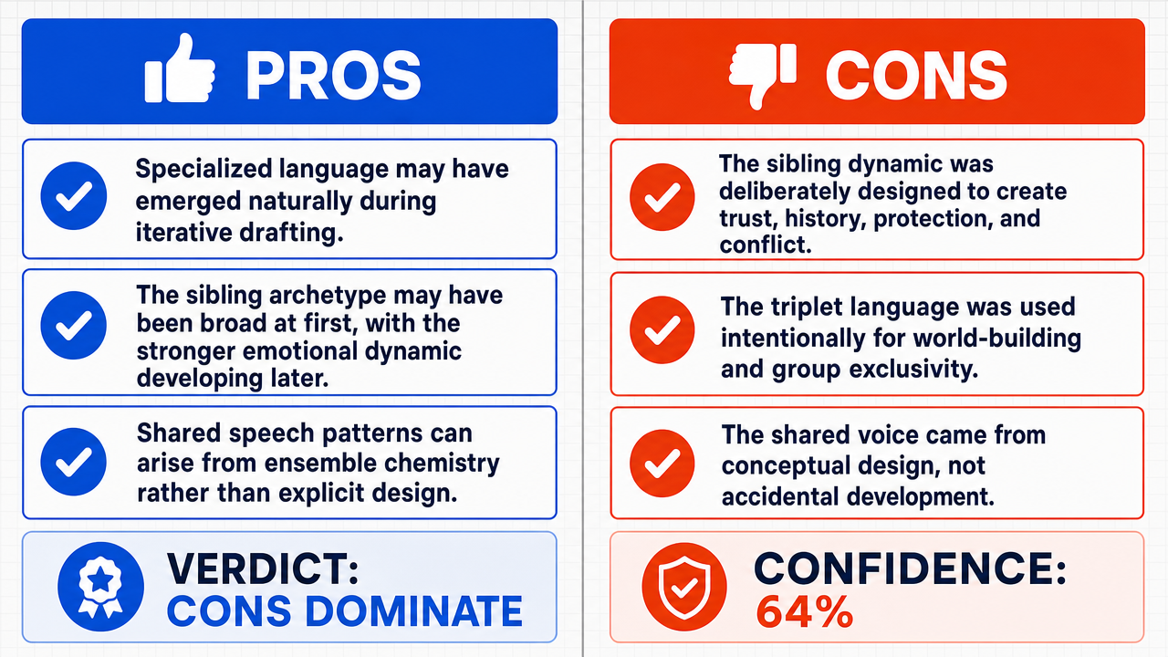 AI Debate Infographic: The 'sibling vibes' and 'twit triplet language' among the characters…