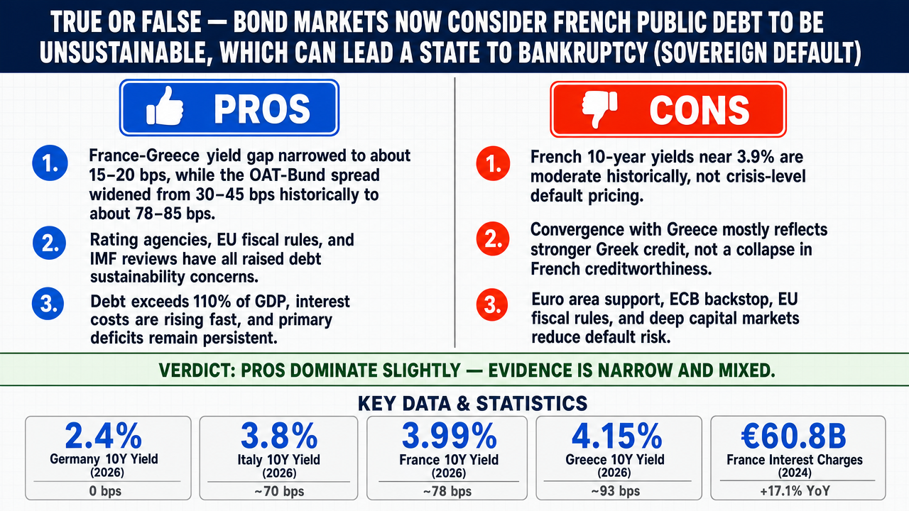 AI Debate Infographic: VRAI OU FAUX — Les marchés obligataires considèrent désormais que la dette…
