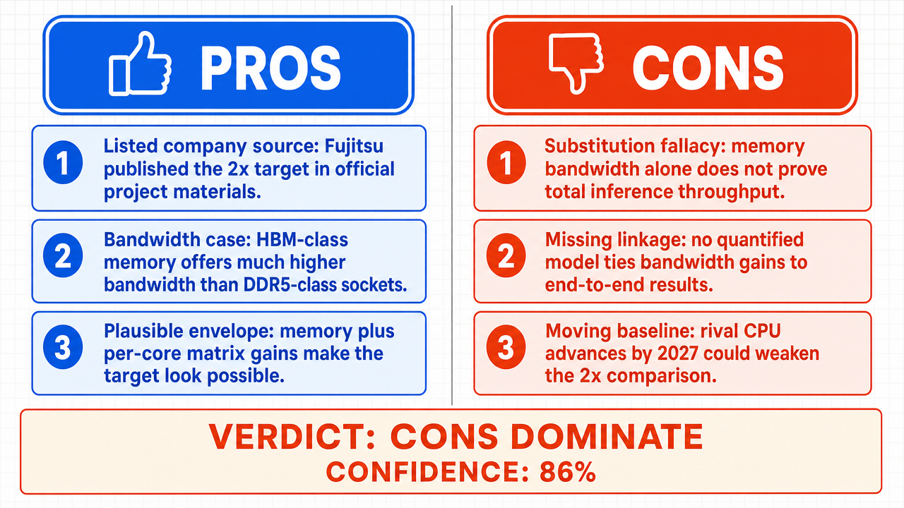 AI Debate Infographic: Fujitsu's Monica processor, a 144-core ARM V9 CPU, will provide double the…