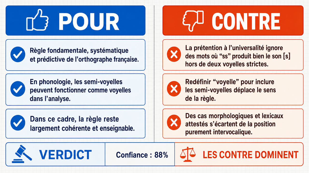 AI Debate Infographic: La règle selon laquelle les deux "s" (ss) ne se trouvent qu'entre deux…