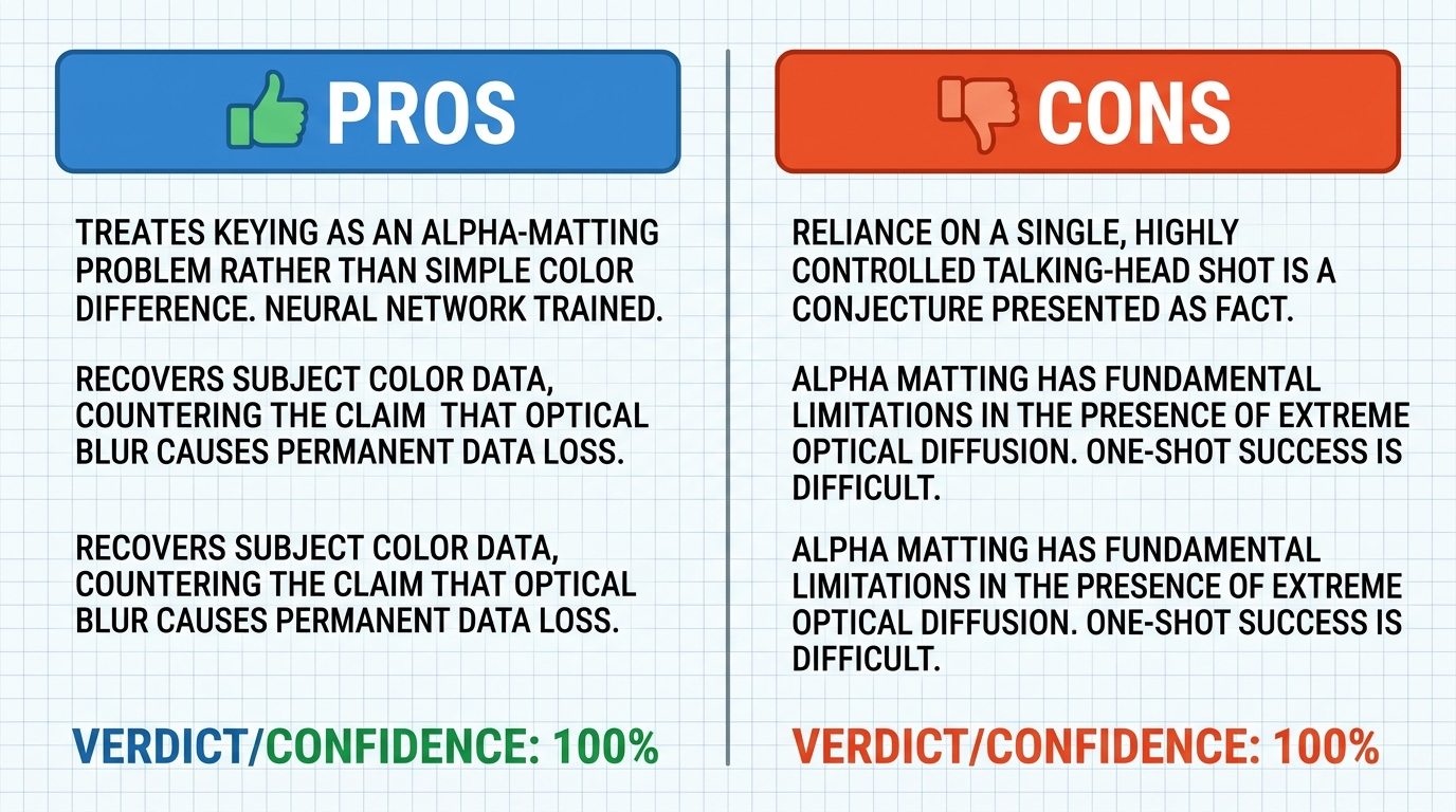 AI Debate Infographic: Corridor Key 2.0 can achieve a 'one-shot, one-kill' result for green screen…