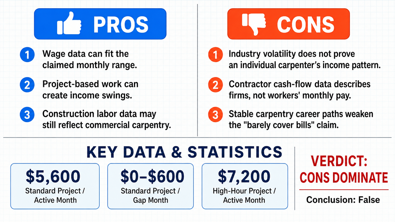 AI Debate Infographic: A commercial carpenter's monthly income consistently fluctuates between…