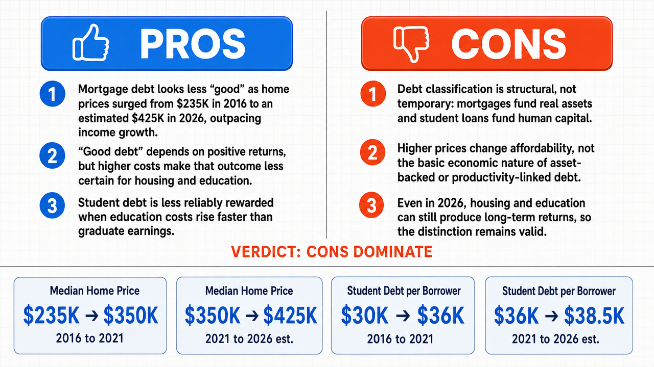 AI Debate Infographic: The distinction between 'good debt' and 'bad debt' is misleading in 2026…