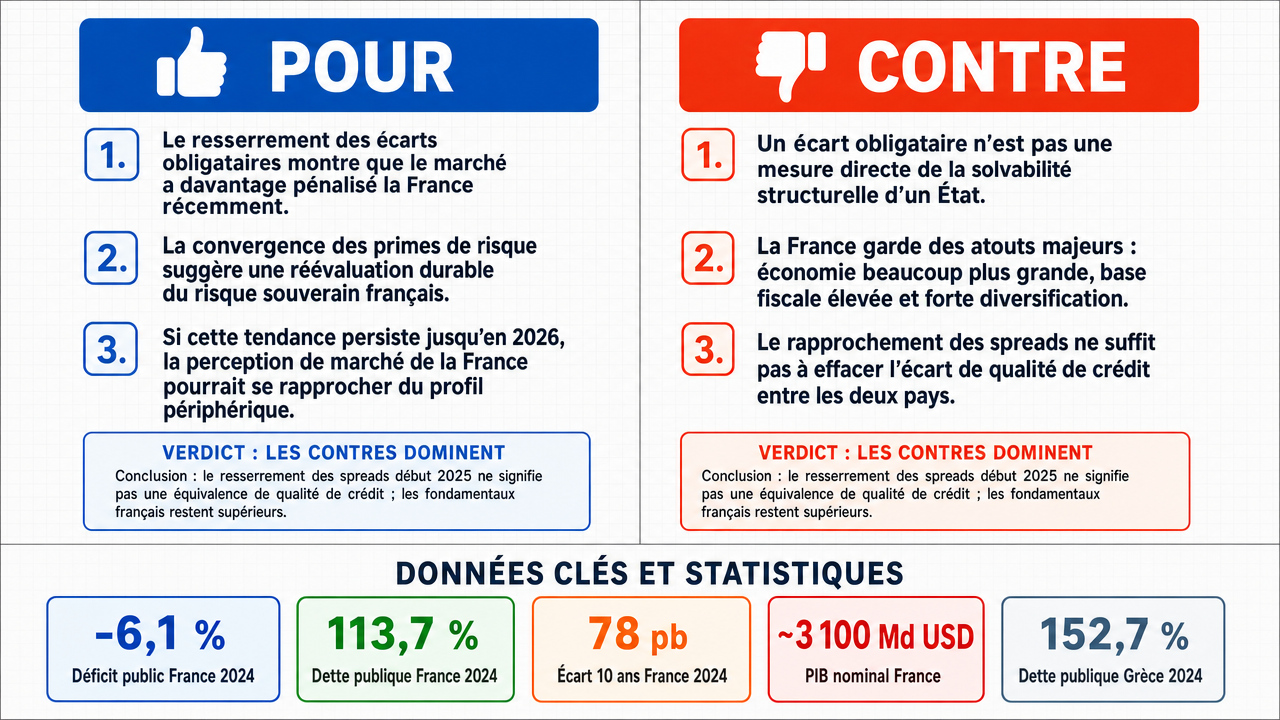 AI Debate Infographic: La France est perçue comme un crédit souverain plus faible que la Grèce en…