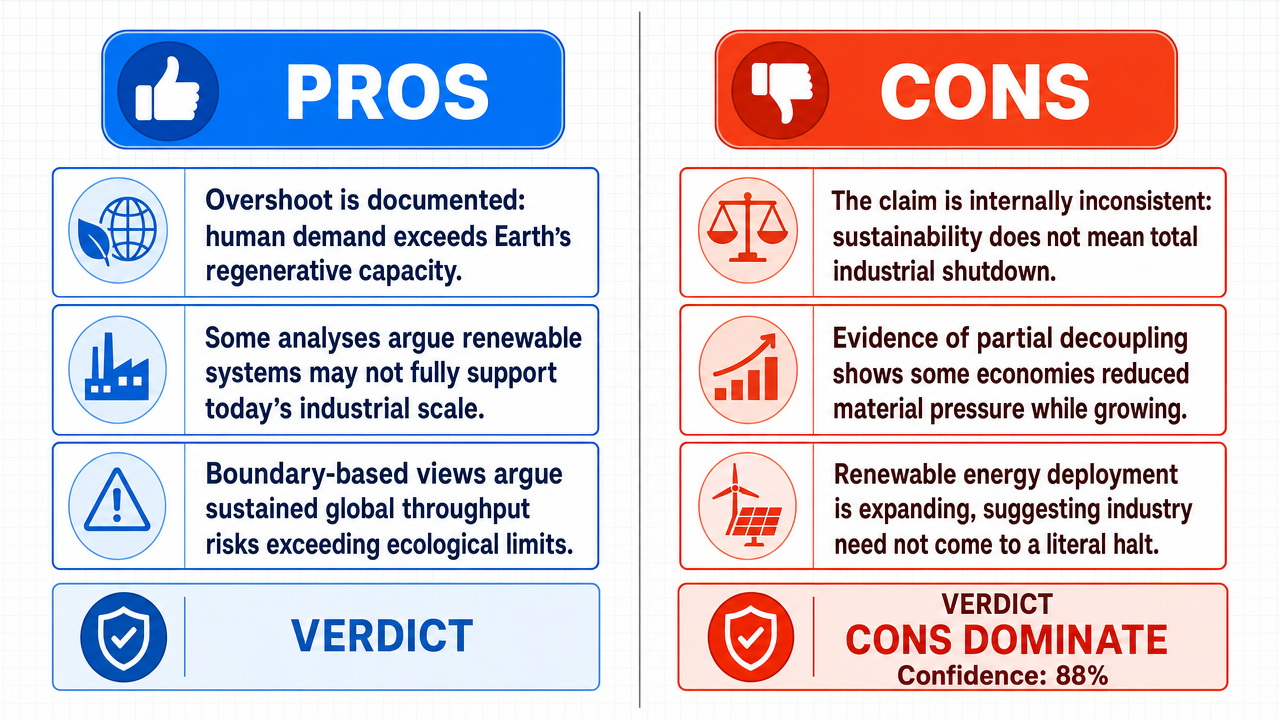 AI Debate Infographic: Does innertube require a literal cessation of human industrial activities…