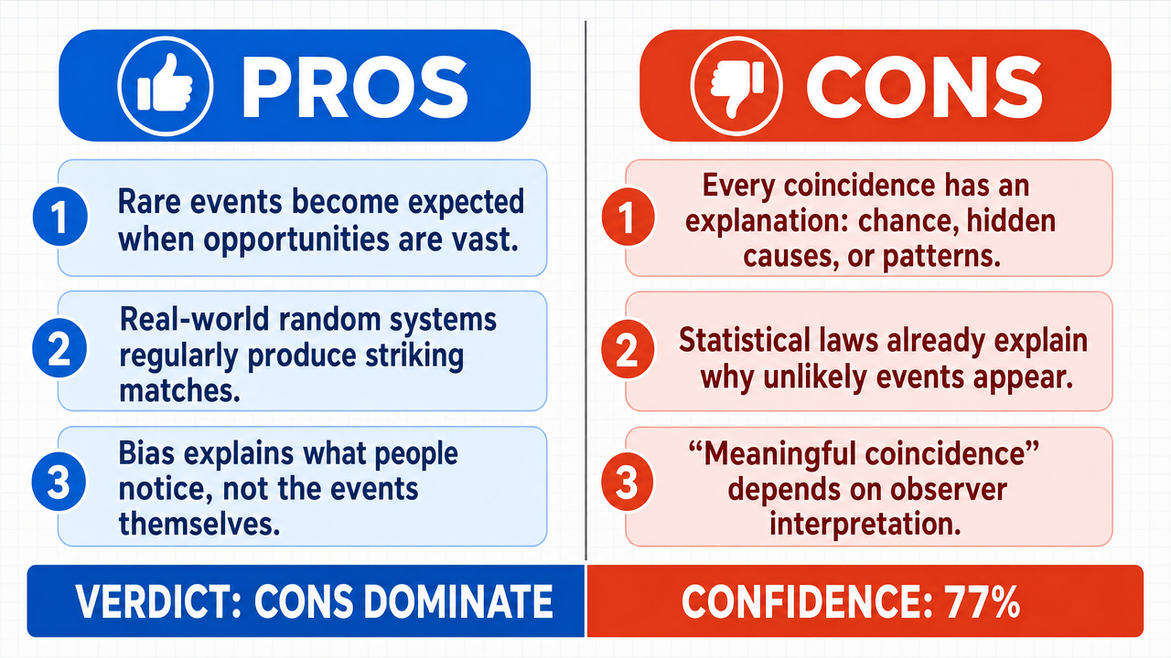 AI Debate Infographic: Do genuinely random coincidences exist in human life?