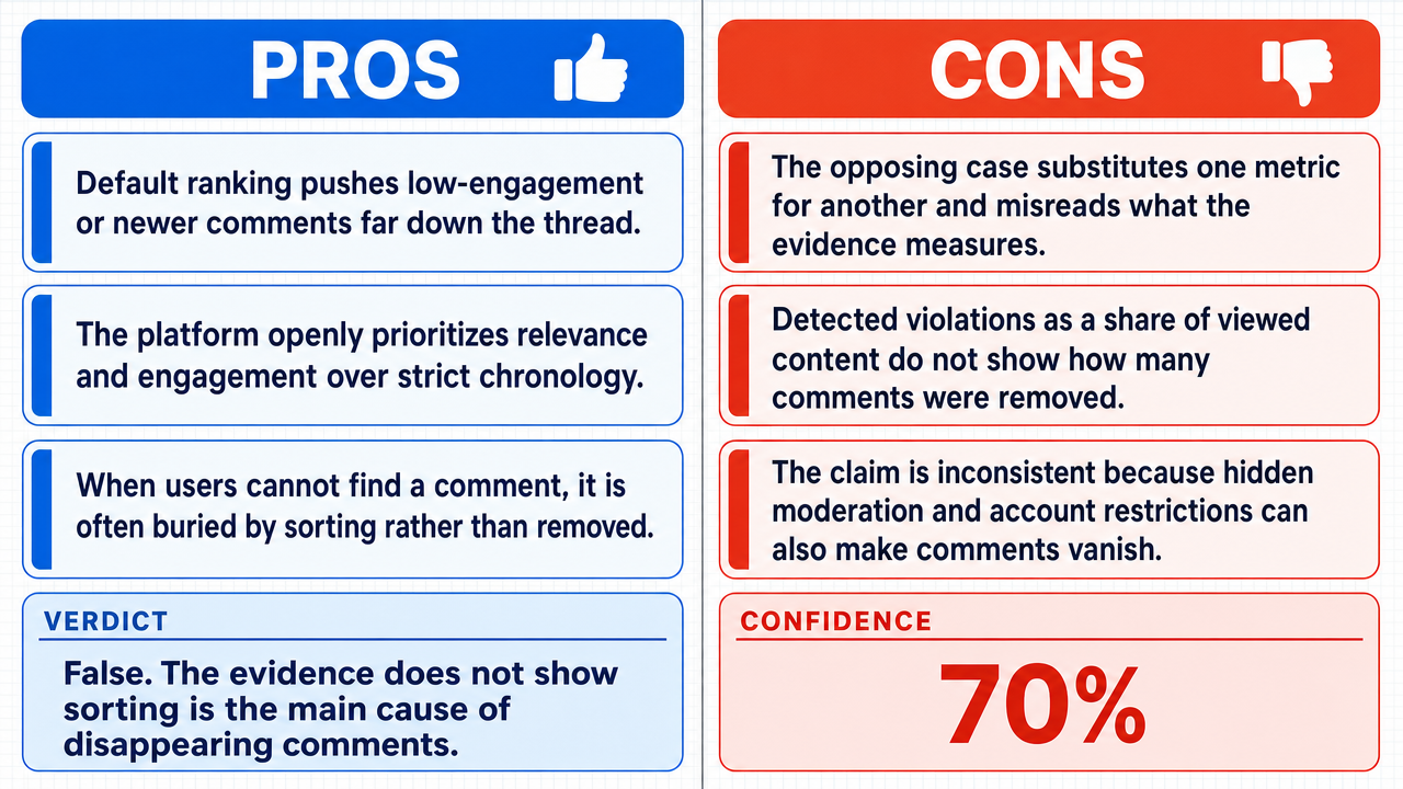 AI Debate Infographic: The primary reason for comments 'disappearing' on the popular online…