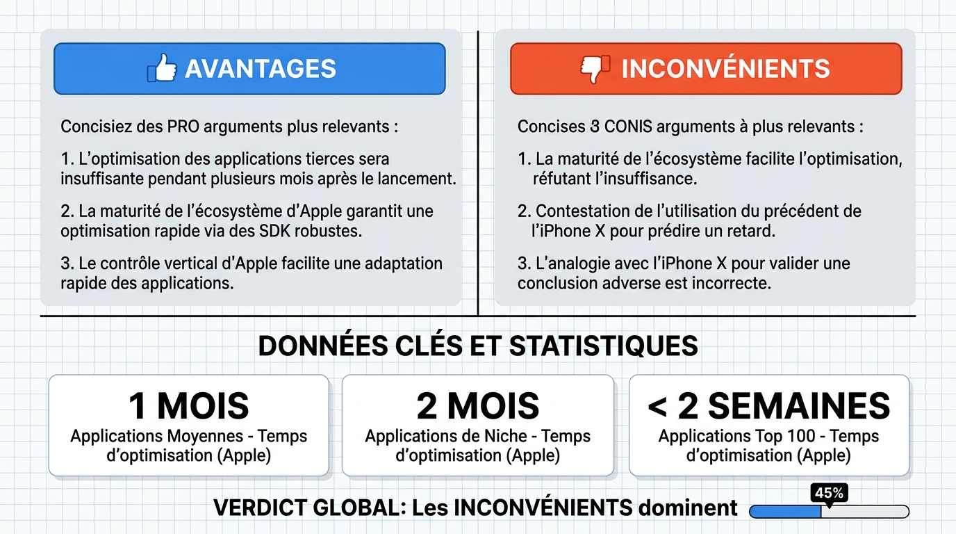 AI Debate Infographic: L'optimisation des applications tierces pour l'écran pliable d'Apple sera…