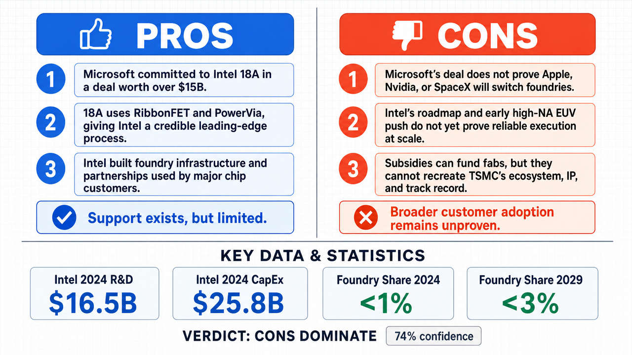AI Debate Infographic: Intel will become a major foundry for advanced chips for companies like…