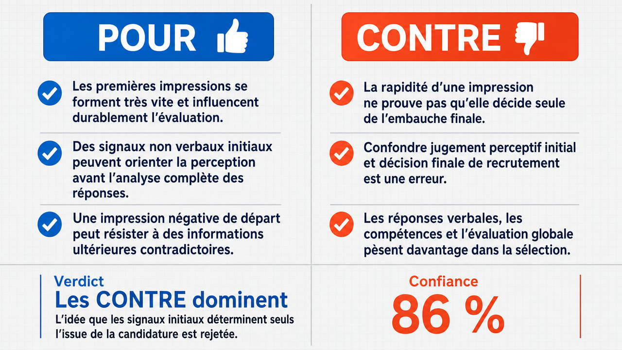 AI Debate Infographic: Les sept éléments non-verbaux et comportementaux initiaux d'un entretien…