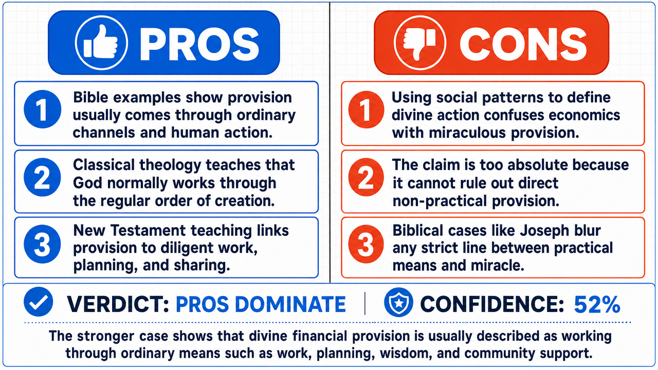 AI Debate Infographic: God's provision for financial needs manifests through various practical…