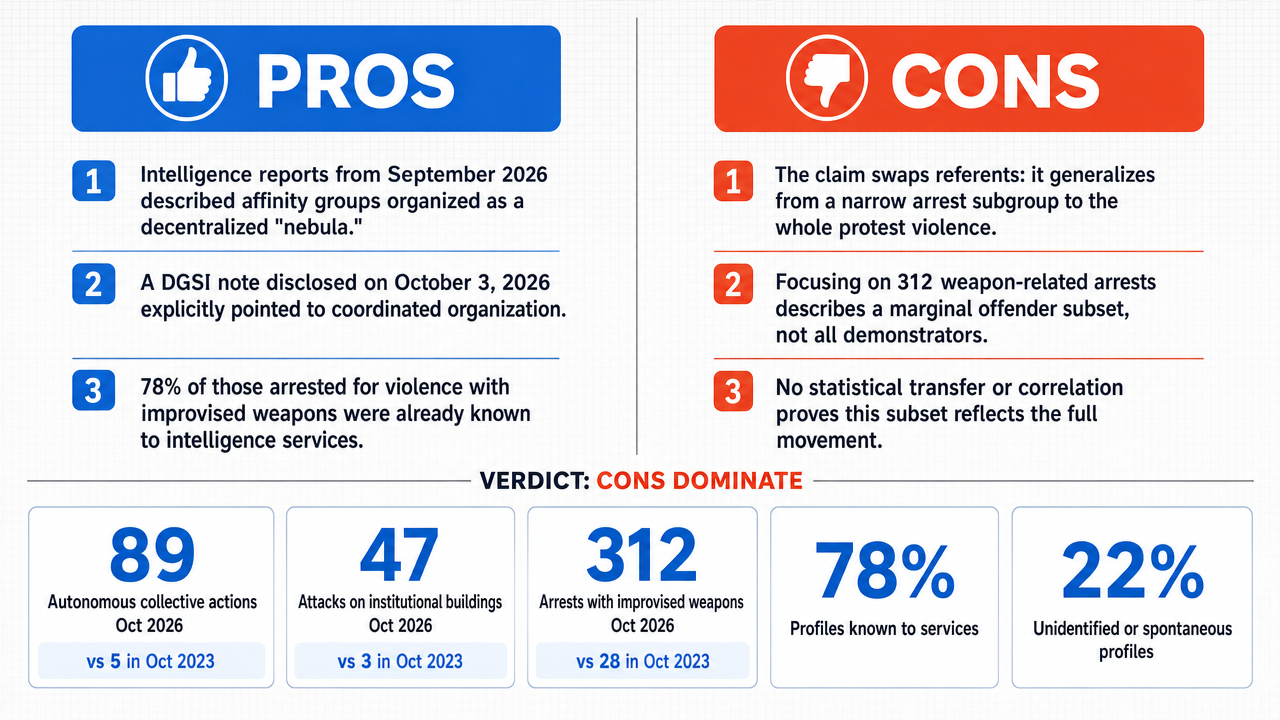 AI Debate Infographic: La violence observée lors des manifestations d'octobre 2026 en France est…