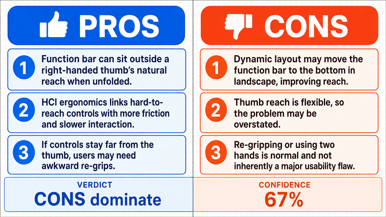 AI Debate Infographic: The iPhone Duo's camera application interface, when the phone is unfolded…