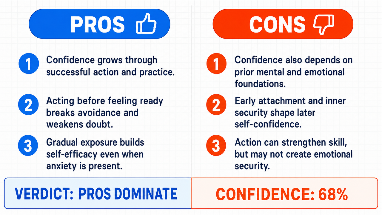 AI Debate Infographic: La confiance en soi se construit principalement par l'action et…