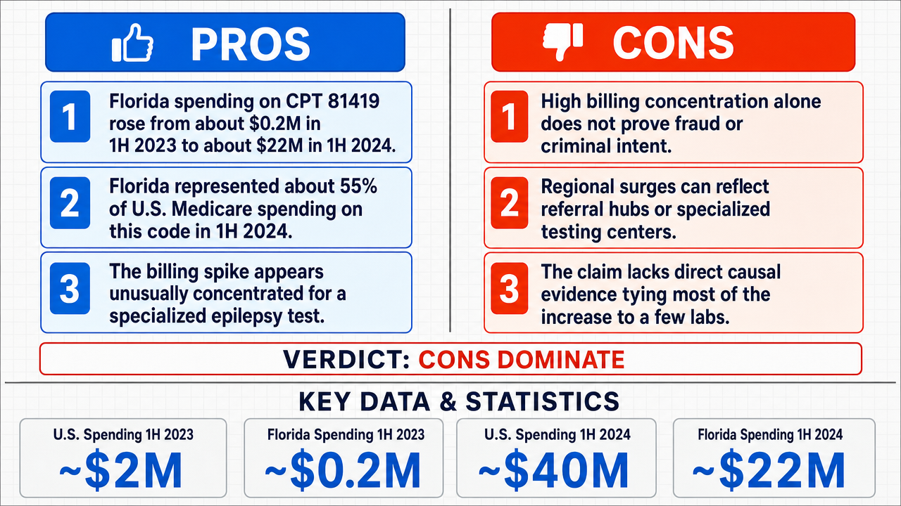 AI Debate Infographic: The billing surge for CPT code 81419 (epilepsy genetic testing) in Florida…