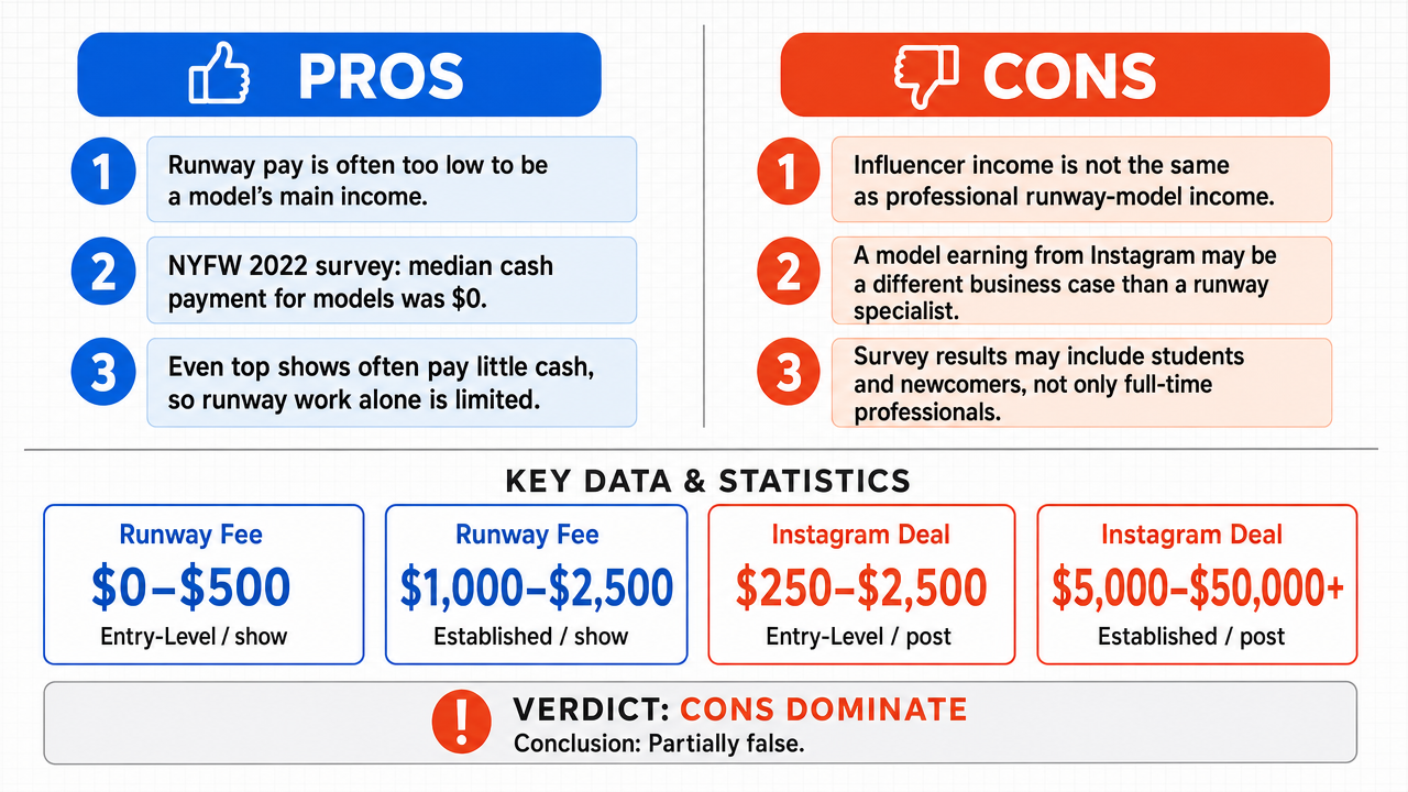 AI Debate Infographic: The primary income source for models participating in major fashion weeks…