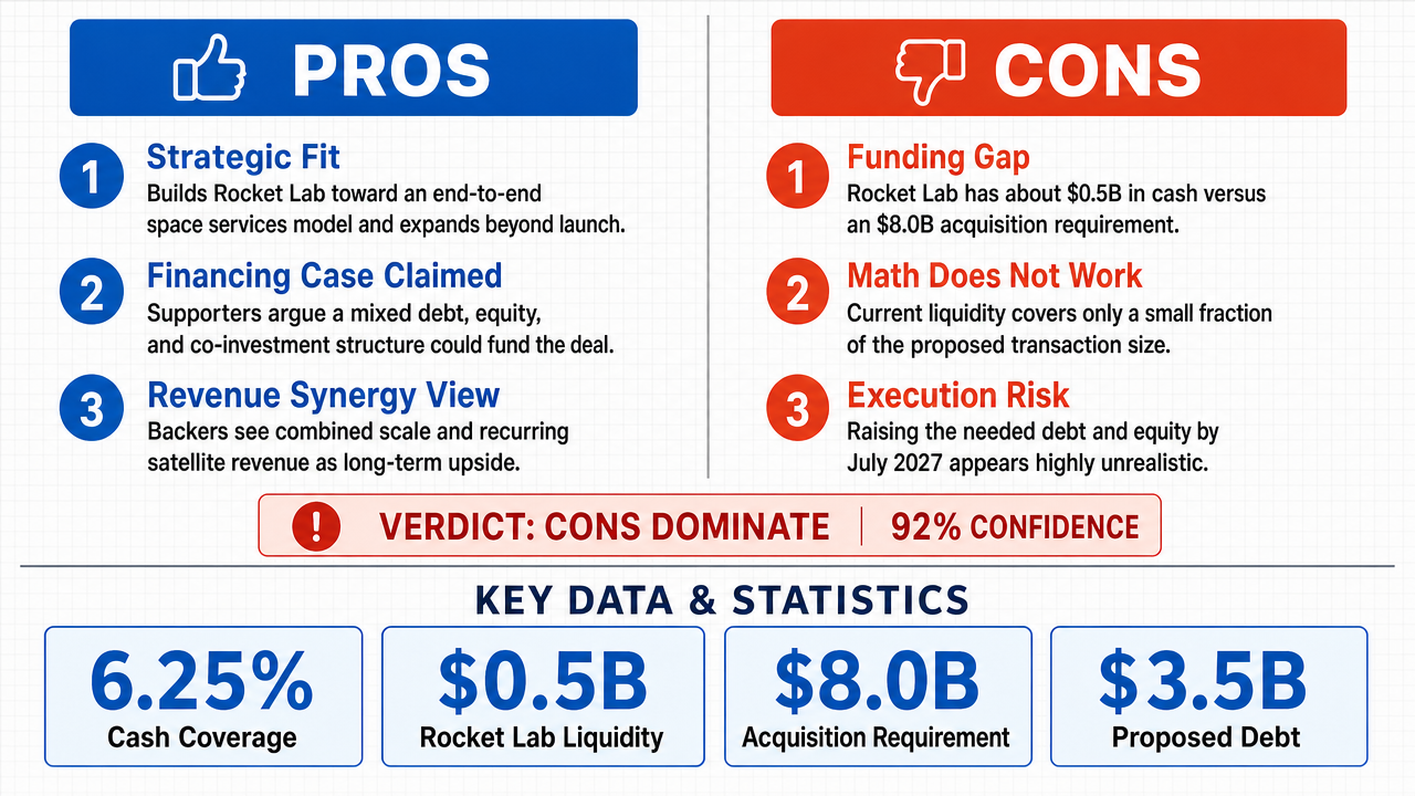 AI Debate Infographic: The $8 billion acquisition of Iridium by Rocket Lab will be completed by…