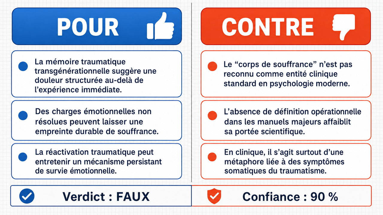 AI Debate Infographic: Le « corps de souffrance » est une accumulation de douleur émotionnelle…
