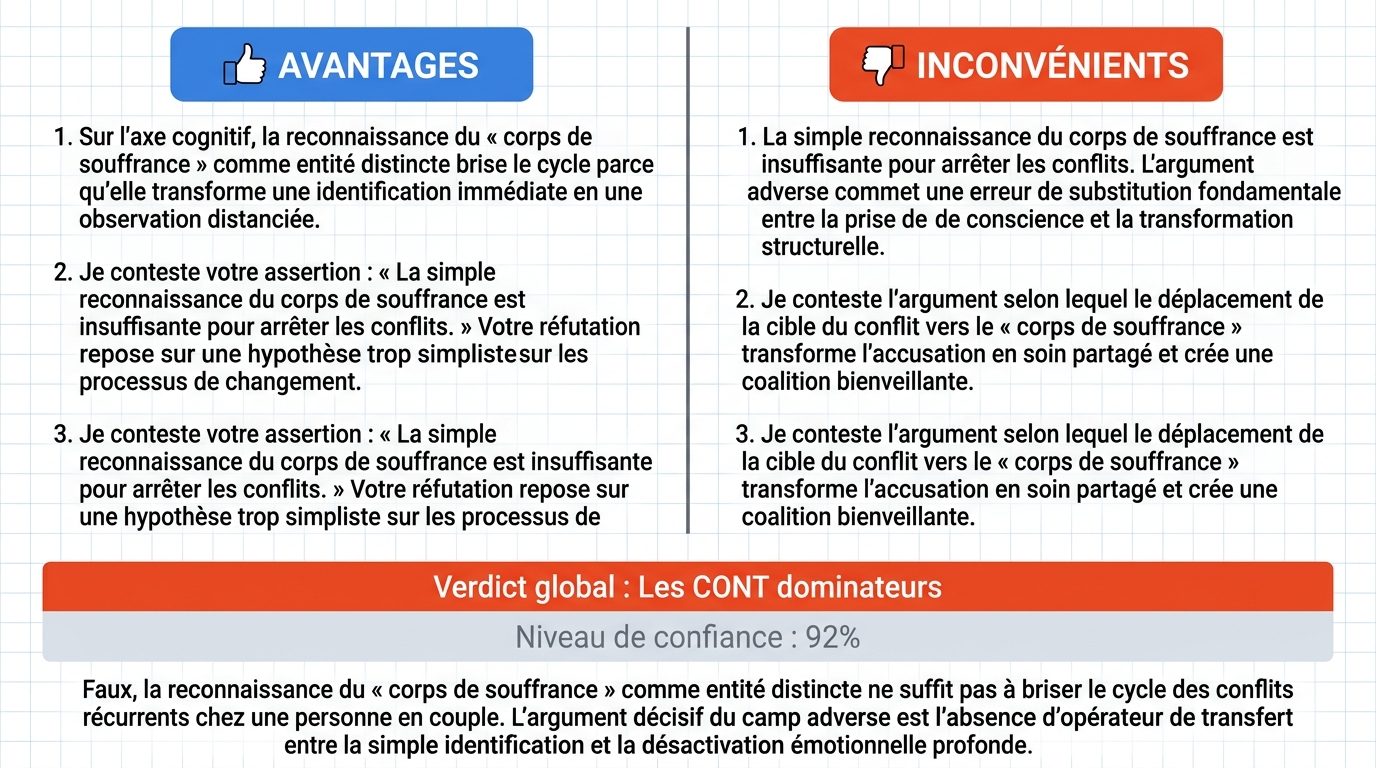 AI Debate Infographic: Chez une personne en couple, la reconnaissance du « corps de souffrance »…