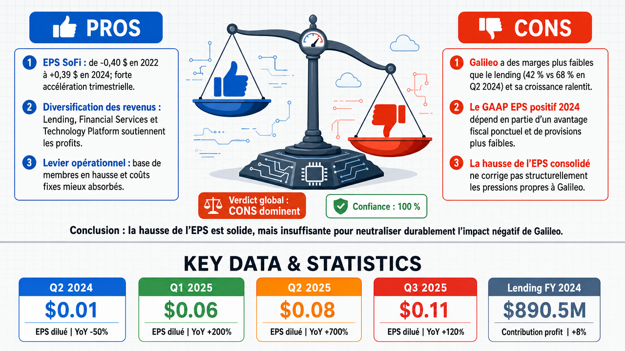AI Debate Infographic: SOFI's EPS growth will overcome Galileo's negative impact.