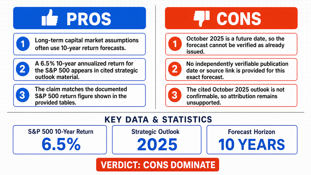 AI Debate Infographic: Goldman Sachs' October 2025 forecast for the S&P 500's annual return over…