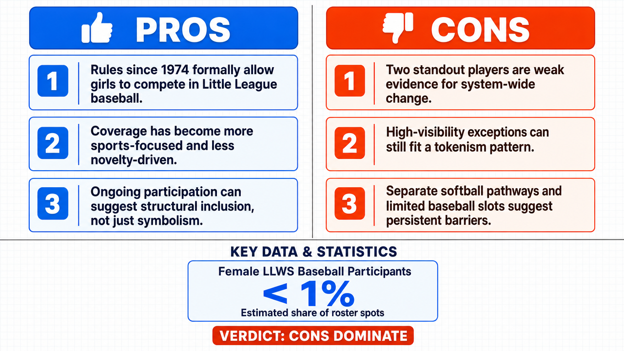 AI Debate Infographic: Girls' participation in the Little League World Series, exemplified by…